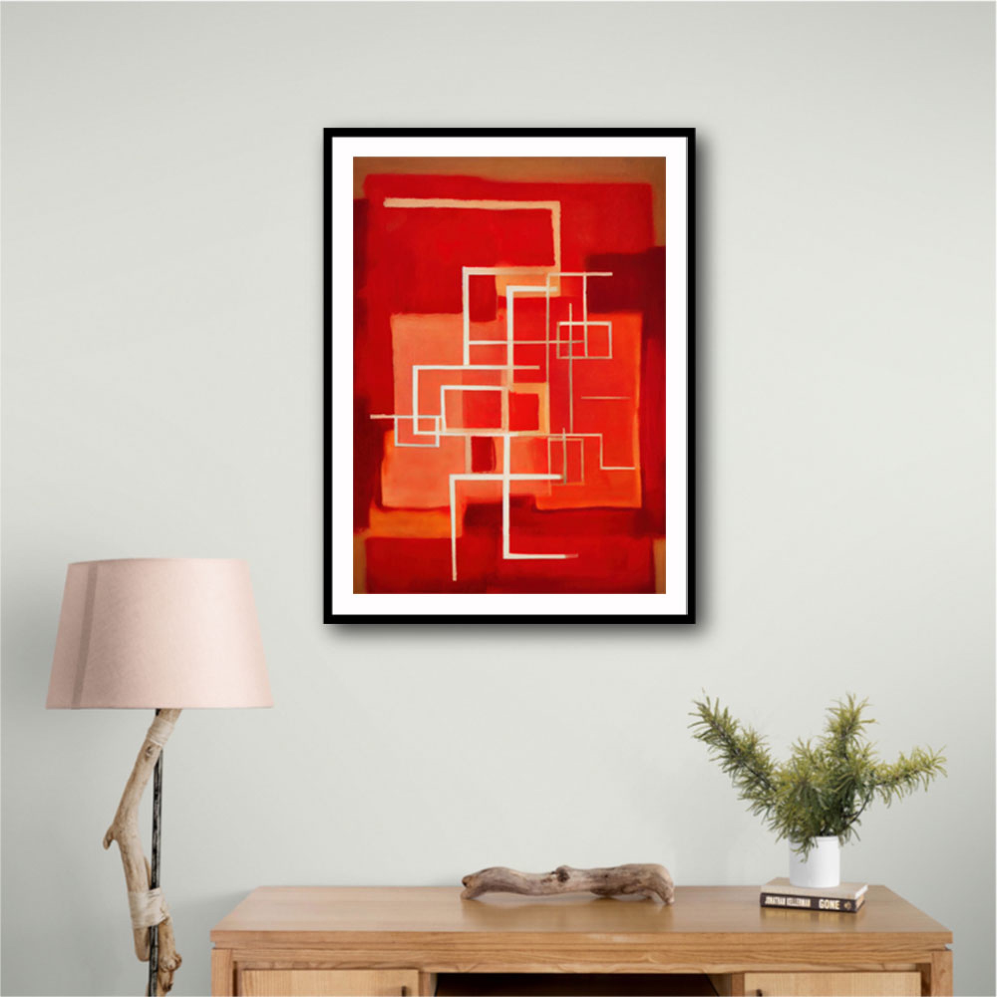 Two Abstract Red Squares In Rothko Style Wall Art